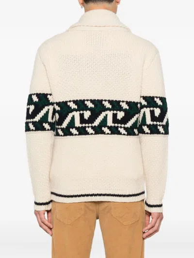 Rakkì Shawl-collar Patterned Cardigan In Neutral