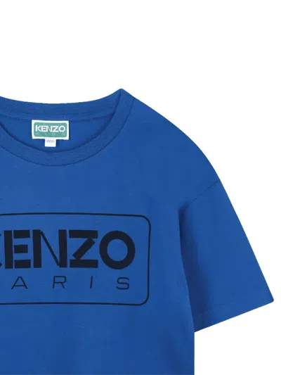 Kenzo Kids Logo Print T-shirt In Blue