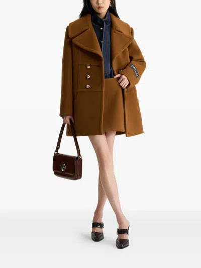 Patou Double-breasted Buttoned Coat In Brown