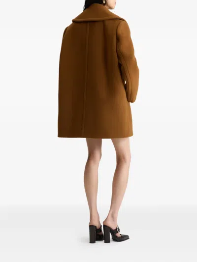 Patou Double-breasted Buttoned Coat In Brown