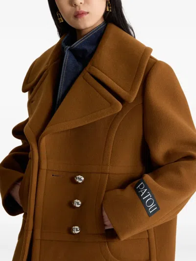 Patou Double-breasted Buttoned Coat In Brown