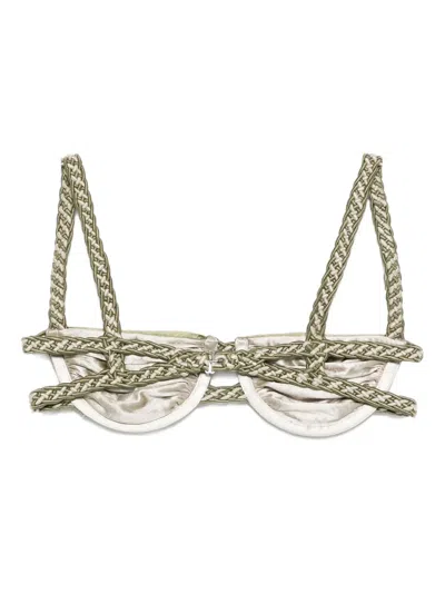 Isa Boulder Braided Bikini Top In Green
