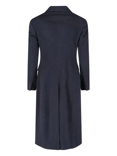 Tagliatore Notched Lapel Single-breasted Longline Jacket In Blue