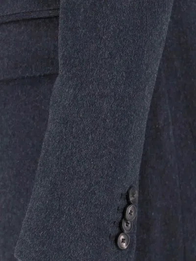 Tagliatore Notched Lapel Single-breasted Longline Jacket In Blue