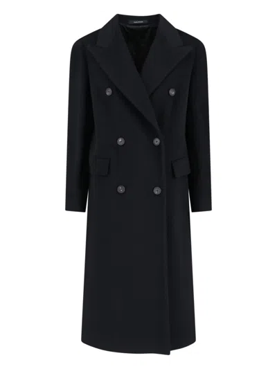 Tagliatore Structured Double-breasted Jacket With Flap Pockets In Black