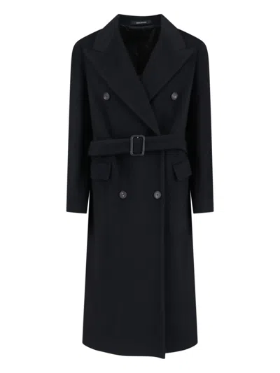 Tagliatore Structured Double-breasted Jacket With Flap Pockets In Black