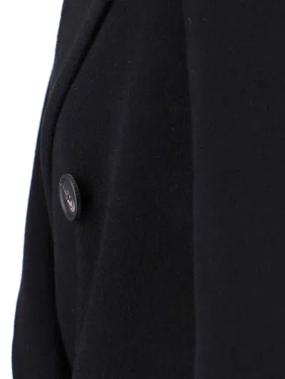 Tagliatore Structured Double-breasted Jacket With Flap Pockets In Black