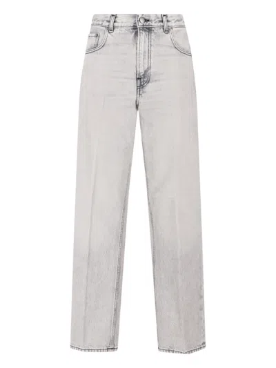 Haikure Wide Washed Effect Jeans With Belt Loops In Gray