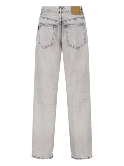 Haikure Wide Washed Effect Jeans With Belt Loops In Gray