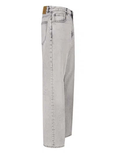 Haikure Wide Washed Effect Jeans With Belt Loops In Gray