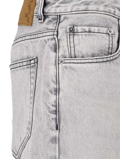 Haikure Wide Washed Effect Jeans With Belt Loops In Gray