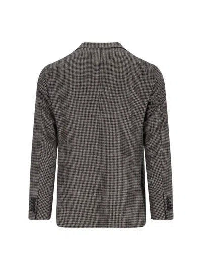 Tagliatore Classic Houndstooth Wool Blazer With Notched Lapels And Button Closure In Brown