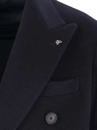 Tagliatore Blue London Double-breasted Coat In Blue