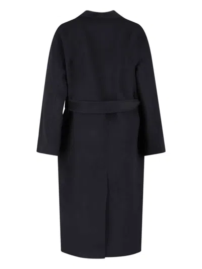 Rohe Róhe Black Wool Coat With Shawl Collar In Black