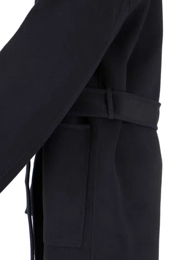 Rohe Róhe Black Wool Coat With Shawl Collar In Black