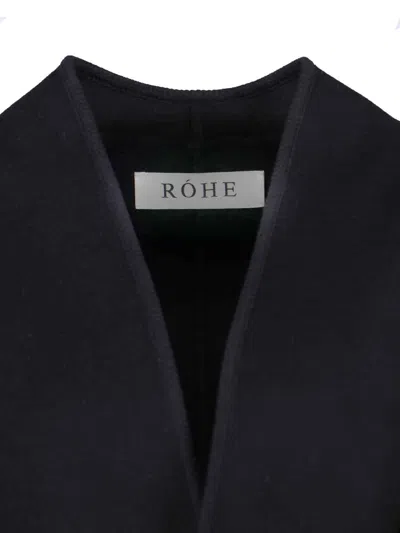Rohe Róhe Black Wool Coat With Shawl Collar In Black