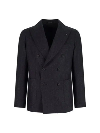Tagliatore Tailored Double-breasted Jacket Notch Lapel In Gray