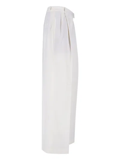 Rohe Róhe High-waisted Straight-leg Trousers With Pleated Front In White