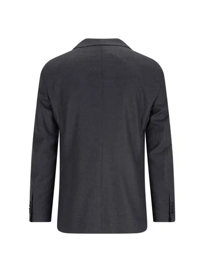 Tagliatore Double-breasted Grey Suit With Tailored Blazer In Gray