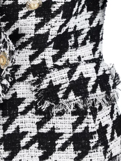 Balmain Distressed Lapel Jacket Structured Shoulders In White