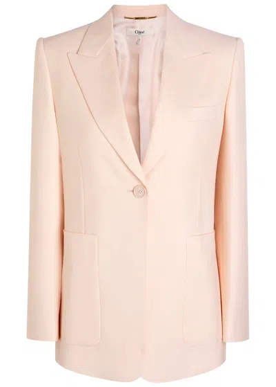 Chloé Single-breasted Tailored Jacket In Wool Gabardine In Pink