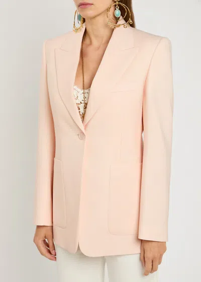 Chloé Single-breasted Tailored Jacket In Wool Gabardine In Pink