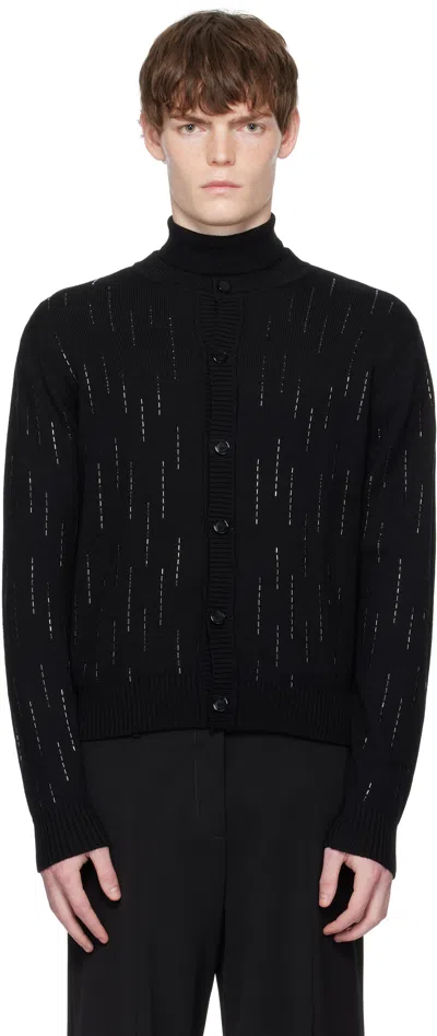 Ernest W Baker Black Embellished Rain Appliqué Cardigan In Black