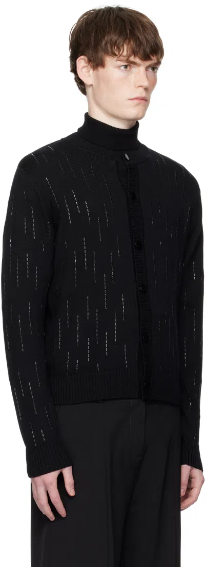 Ernest W Baker Black Embellished Rain Appliqué Cardigan In Black