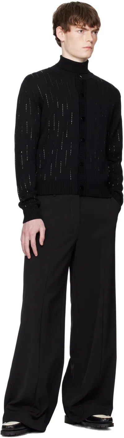 Ernest W Baker Black Embellished Rain Appliqué Cardigan In Black