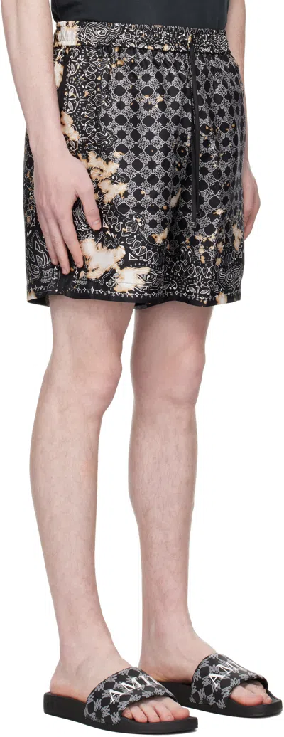 Amiri Bleach Bandana Silk Shorts In Black