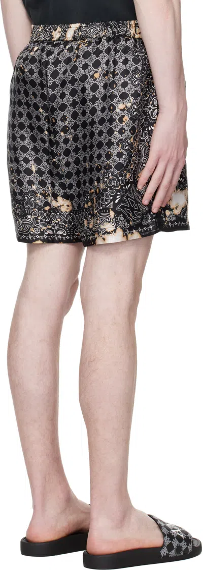 Amiri Bleach Bandana Silk Shorts In Black