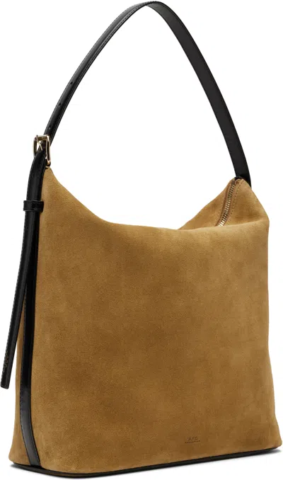 Apc A.p.c. Vera Beige Shoulder Bag With Top Handle And Zip Closure In Suede In Multi
