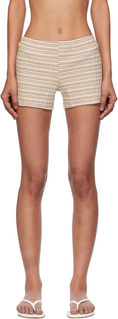 Fruity Booty Beige Lucky Stripe Shorts In Multi