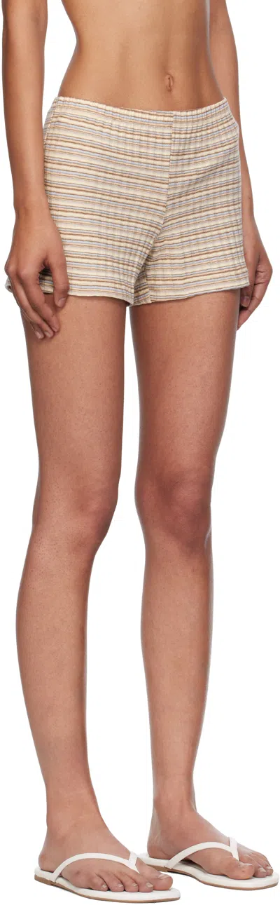 Fruity Booty Beige Lucky Stripe Shorts In Multi