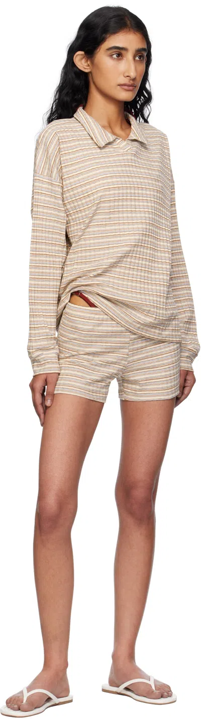 Fruity Booty Beige Lucky Stripe Shorts In Multi