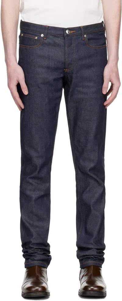 Apc Navy Petit New Standard Jeans In Blue