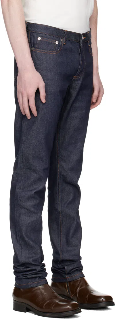 Apc Navy Petit New Standard Jeans In Blue