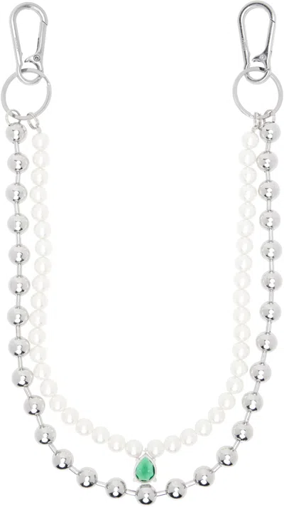 Veert Silver 'the Ball Pearl Wallet' Keychain In Multi