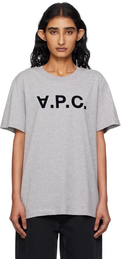 Apc Logo Print Cotton Jersey T-shirt In Gray