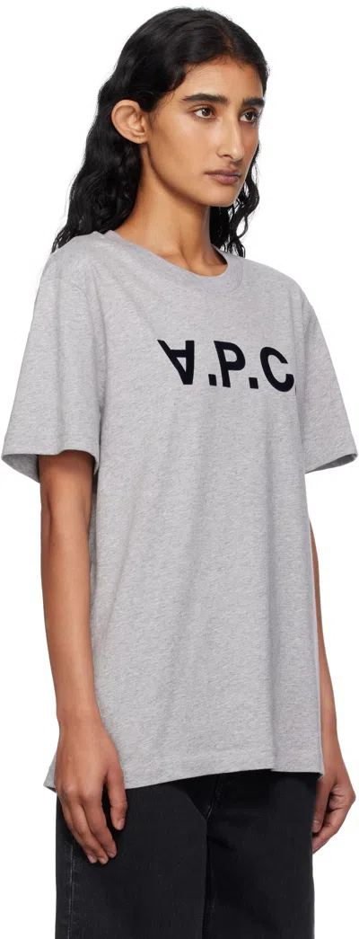 Apc Logo Print Cotton Jersey T-shirt In Gray