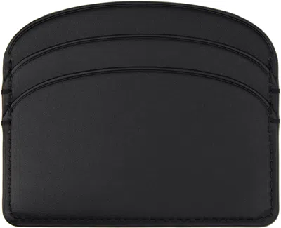 Apc A.p.c. Semi-circular Black Leather Cardholder With Multiple Slots In Black