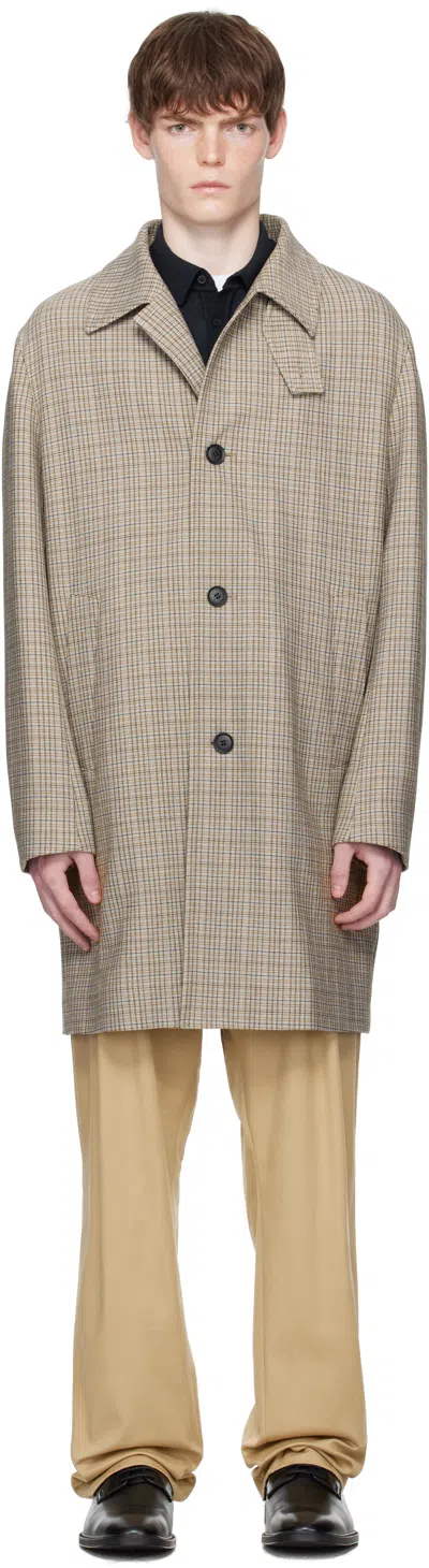 Hugo Boss Brown Classic-fit Check Pattern Coat In Brown