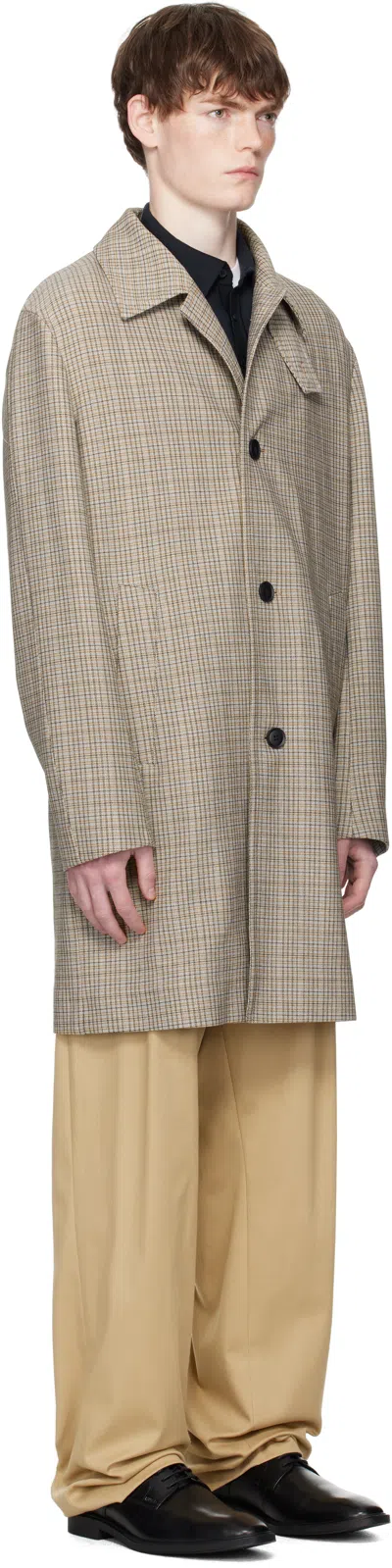 Hugo Boss Brown Classic-fit Check Pattern Coat In Brown