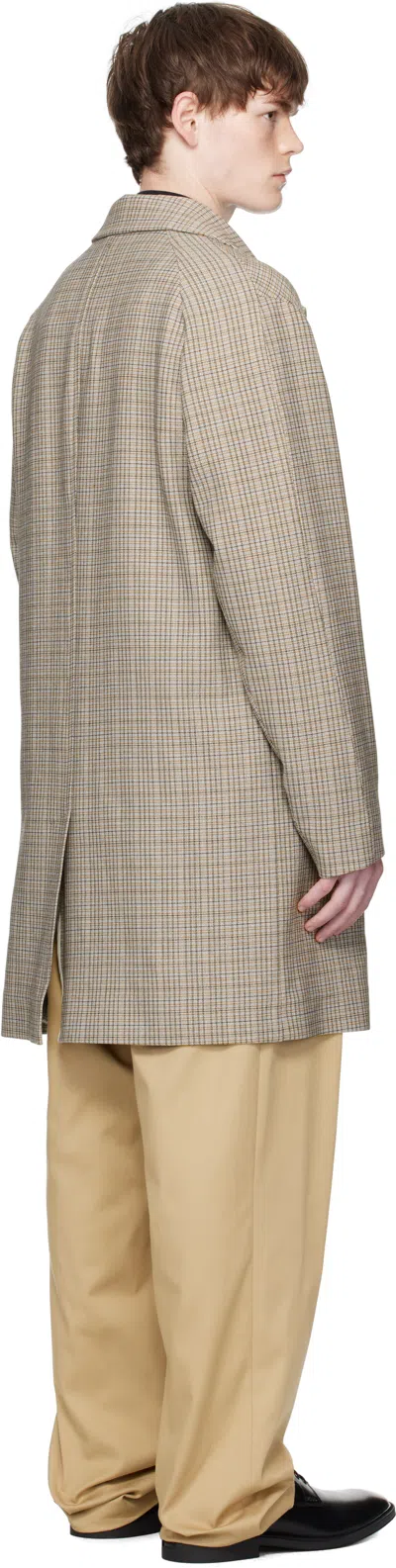 Hugo Boss Brown Classic-fit Check Pattern Coat In Brown