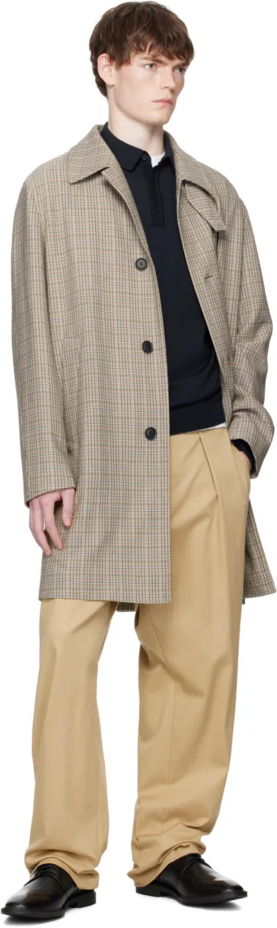 Hugo Boss Brown Classic-fit Check Pattern Coat In Brown