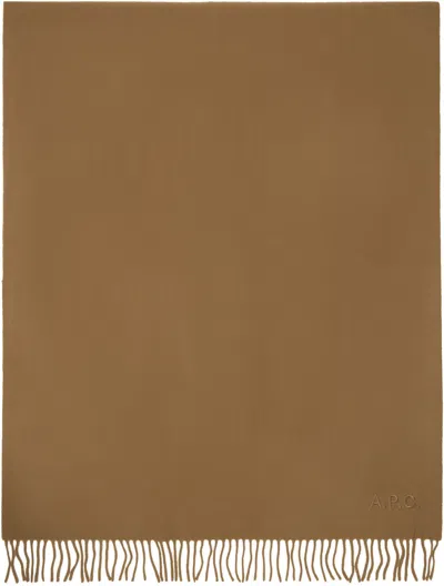 Apc Tan Alix Embroidered Scarf In Brown