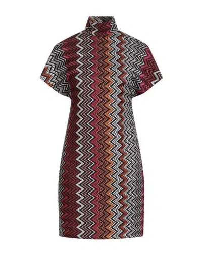 Missoni Multicolor Chevron Wool And Viscose Midi Dress In Red
