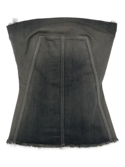 Rick Owens Strapless Panel Detailing Top In Blue