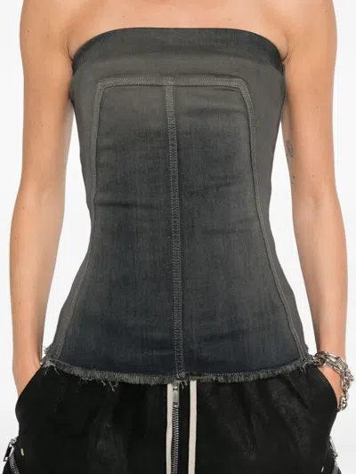 Rick Owens Strapless Panel Detailing Top In Blue