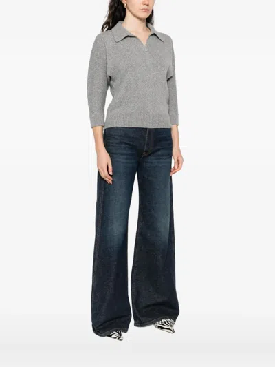 Khaite Shrunken Jo Stretch-cashmere Jumper In Gray